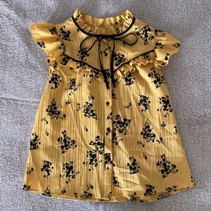 NEW SHEIN Yellow and Black Floral Blouse